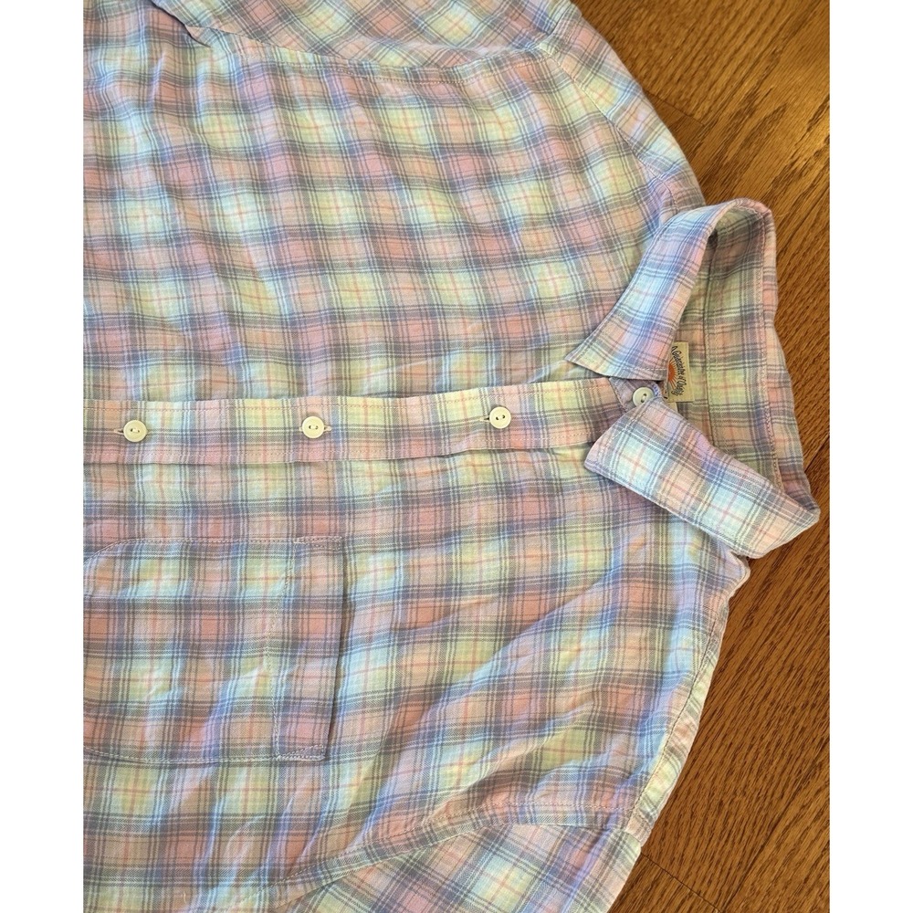 Faherty Brand Plaid Button Down Shirt Blue Pink Men's Large Cotton